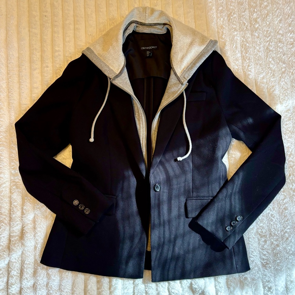 Cynthia Rowley Black and Gray Blazer with Textured Material
